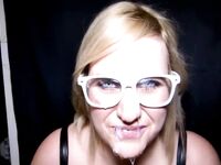 Nerdy blonde Gets Hot Facial Cumbath