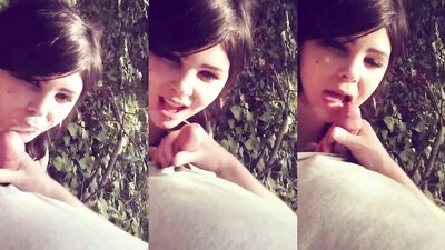 Seductive Brunette Teen Loves Sucking Pricks In Nature