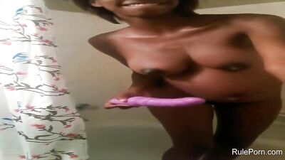 Big Tits Ebony Masturbating  In Shower