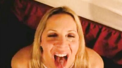 Facial for horny blonde milf