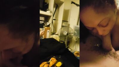 Drunk girl almost fell asleep while sucking dick