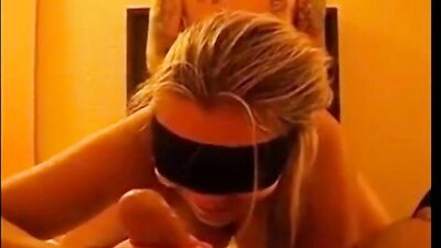 Blindfolded wife fucked in doggy style