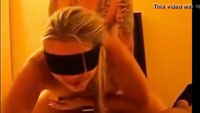 Blindfolded wife fucked in doggy style