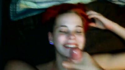 Rough blowjob for redhead teen