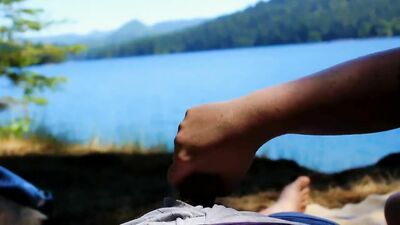 Giving a blowjob at Lake Tahoe