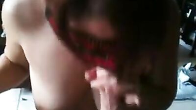 Perfect blowjob from masked girlfriend