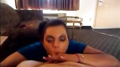 BBW latina swallows cum in a hotel room