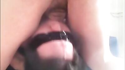 Blindfold very messy cum in throat