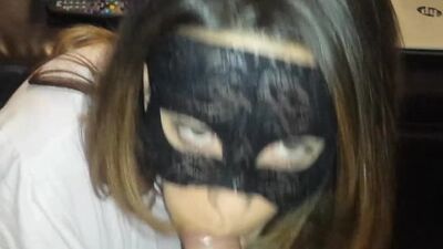 Masked wife gives a blowjob