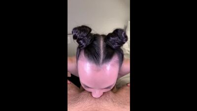 Pigtail chick shows amazing cock sucking skills