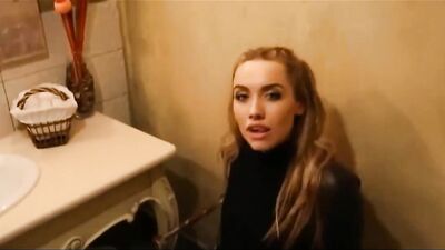 Giving a blowjob in public restroom