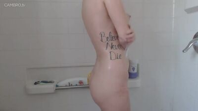 She's masturbating solo in bathtub