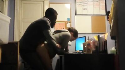 Interracial doggystyle sex in the office