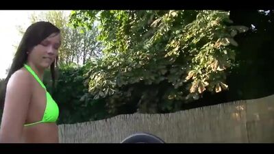 Teen girl from Germany ass fucking in the garden