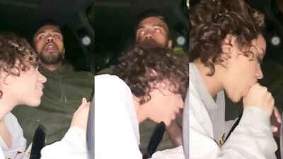 Ebony teen deepthroating big black cock in the car