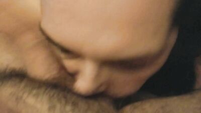 Sexy big boobs wife deep throating cock POV