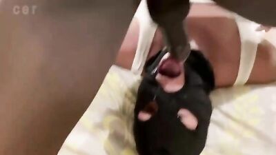 Submissive white wife throat fucked by big black cock 