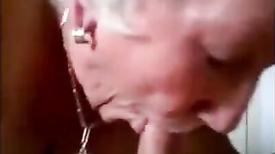 Granny with big boobs gives blowjob and gets creampied in return