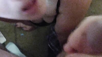 Brunette loves to swallow cum and sucks dick hard for it