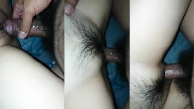 Sticky hairy pussy of horny Asian wife fucked 