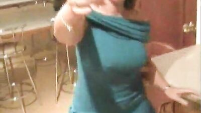 Slutty mature blonde busty teasing at home 