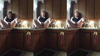 Awesome squirt and orgasm in kitchen 