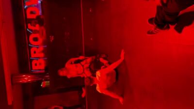 Sexy babe riding dildo while squirting in the club 