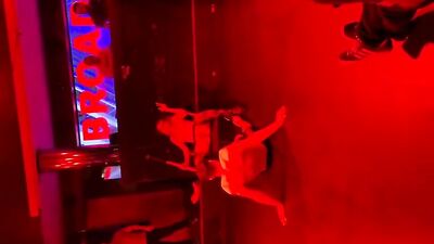 Sexy babe riding dildo while squirting in the club 