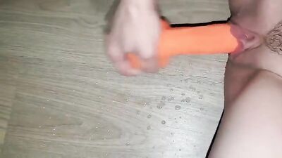 Wife banging her pussy with big dildo 