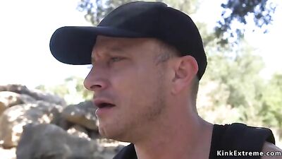 Dude found ebony tied up in woods for his cock
