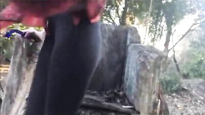 Outdoor Squirting fun with beautiful brunette teen