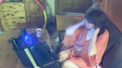 Slutty huge titty mature lady masturbates on the webcam