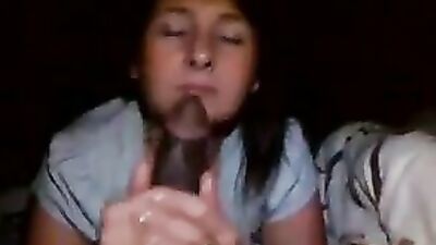 Pretty amateur teen sucking huge black cock