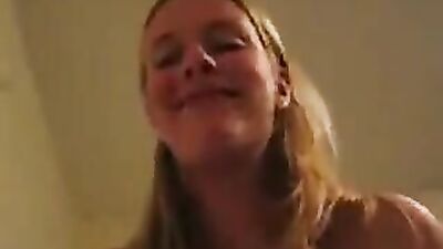 Busty girlfriend showing her tits while sucking cock