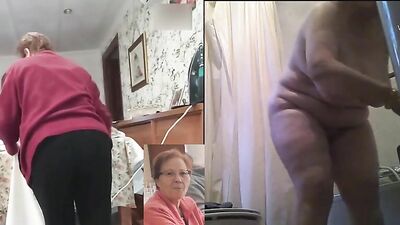 Chubby mommy caught naked in the shower