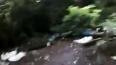 Gorgeous ass bitch fucked in the forest