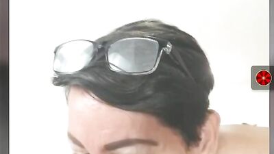 Chubby amateur Latina lady masturbates with huge dildo