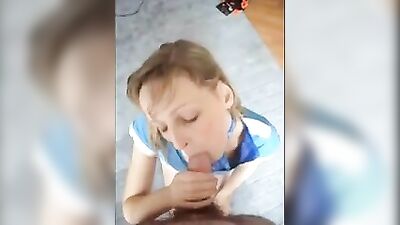Yummy chick deepthroating that big cock for cum