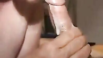 Horny granny sucking fat cock