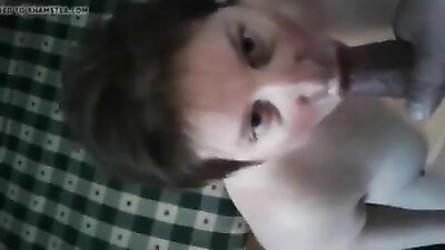 Long black cock sucked properly by white babe