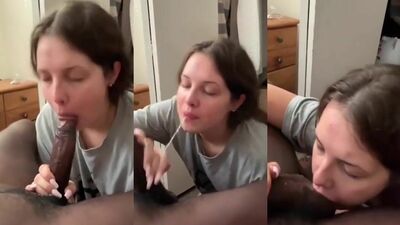 Cute looking white girlfriend pleasing black cock