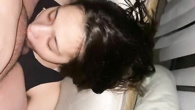 Cute teeny girlfriend sucking fat cock