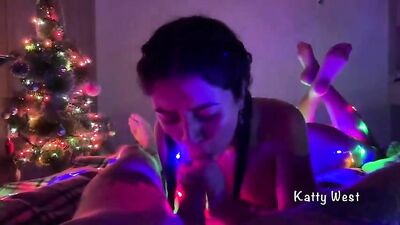 Katty sucks cock on New Year's Eve