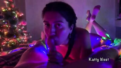 Katty sucks cock on New Year's Eve