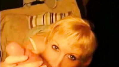 Blonde milf sucking huge dick