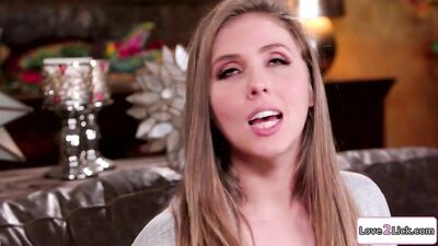 Busty babe teaches blonde babe to squirt