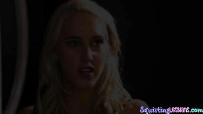 Busty dyke pussy licking squirting babe