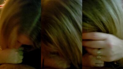 Blonde girl sucks my cock