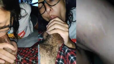 Hippy slut sucking huge cock before fuck