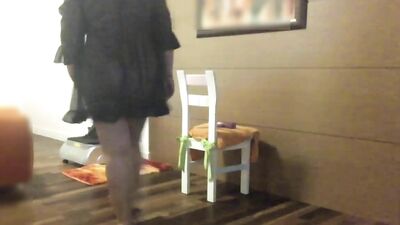 Milf fucks herself with a dildo while watching porn